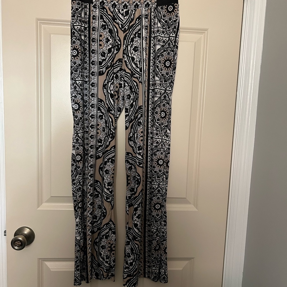 Tan and black Palazzo pants